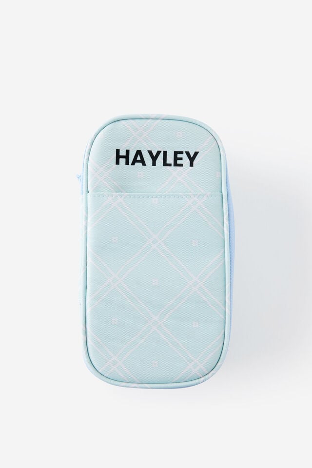 Personalised Arlow Pencil Case V2, MINTY GRID