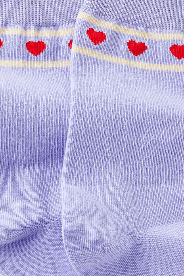 Socks, HEART STRIPE LILAC