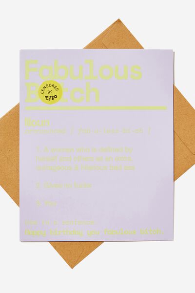 Funny Birthday Card, PURPLE ZEST FABULOUS BITCH!!