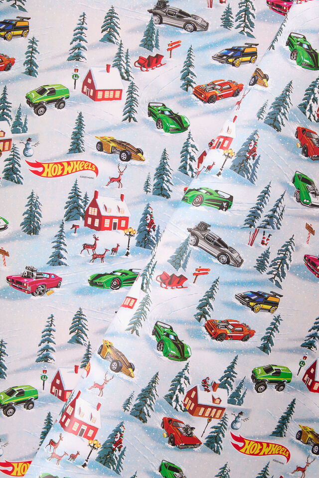 30M Christmas Wrapping Paper Roll, LCN MAT HOT WHEELS SNOW