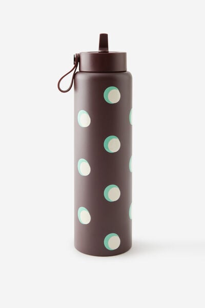 On The Move 1L Sipper Top, ESPRESSO POLKA