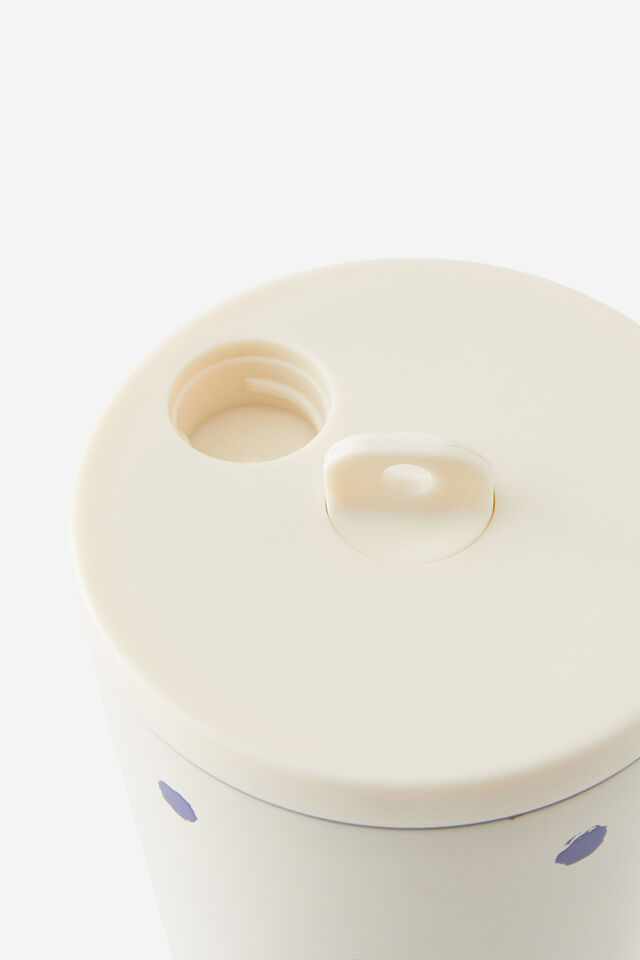 Hidden Straw Metal Smoothie Cup, BLUEBERRY POLKA