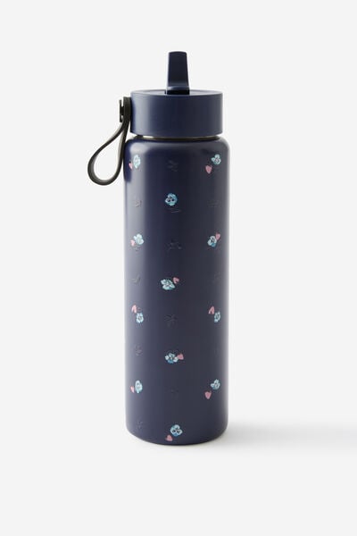 On The Move 500Ml Sipper Top, DITSY PANSY / MIDNIGHT