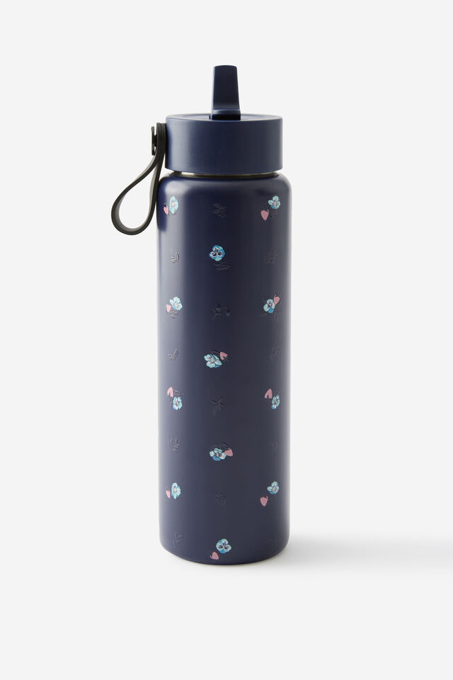 On The Move 500Ml Sipper Top, DITSY PANSY / MIDNIGHT