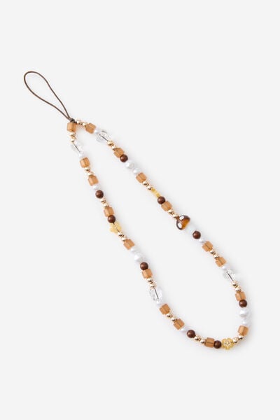 Carried Away Phone Charm Strap, WOODLANDS / BROWN