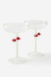 Novelty Cocktail Glass Set Of 2, MUSHROOMS - alternate image 1