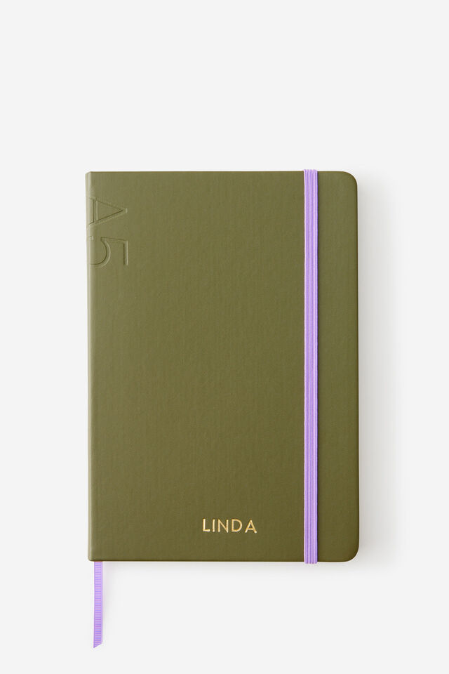 Personalised A5 Hard Lined Notetaker Notebook, OLIVE