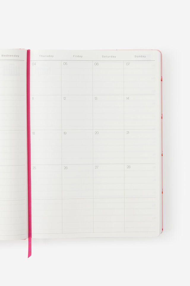 2027 A4 Daily On Schedule Diary, STRAWBERRY MILK DITSY CHERRIES