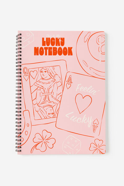 A4 Spiralbound Notebook, LUCKY STRAWBERRY MILK