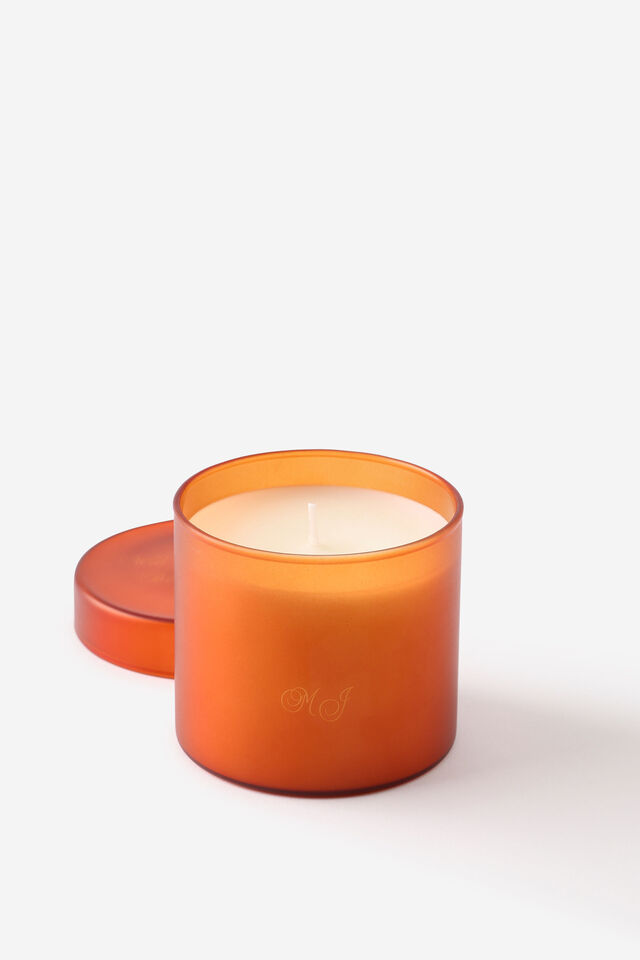Personalised Frosted Glass Candle, JOY RISING ORANGE