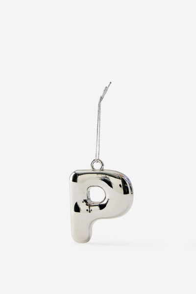 Alphabet Christmas Ornament, BUBBLE LETTER P