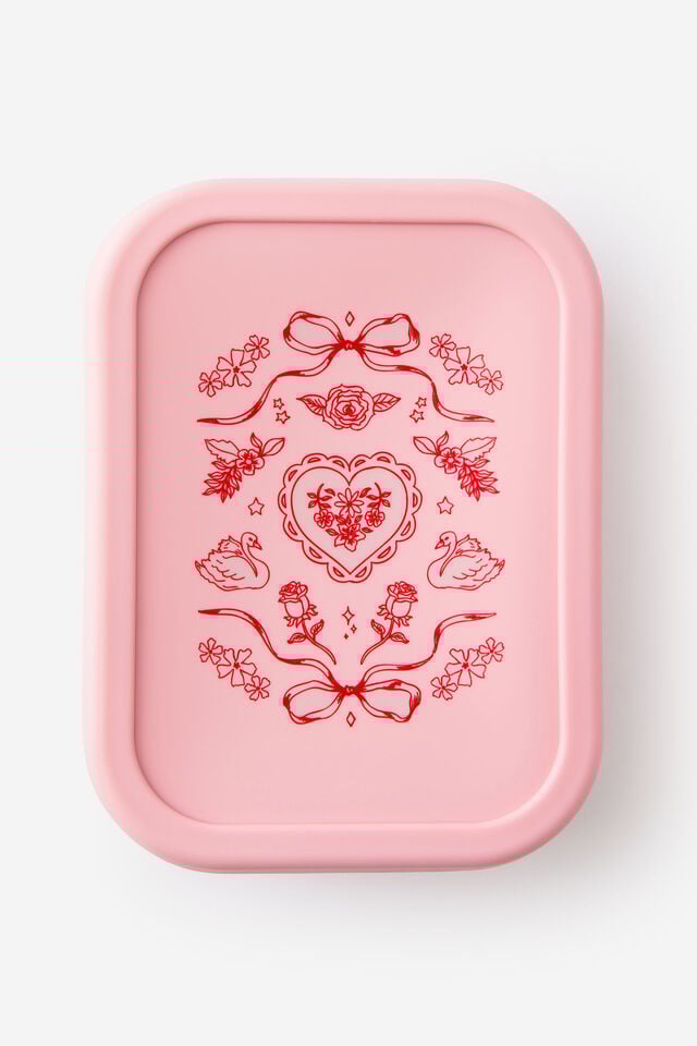 Fill Me Up Silicone Container 1.3L, VINTAGE LACE / STRAWBERRY MILK