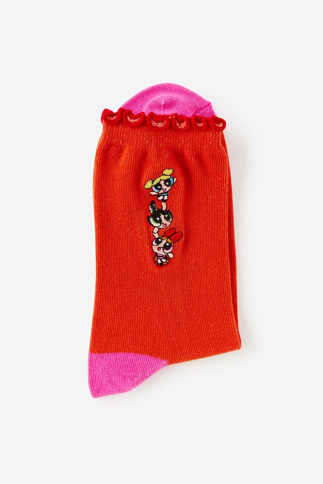 Powerpuff Girls Mid Crew Socks, LCN WB POWERPUFF GIRLS