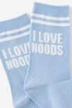 Mid Crew Socks, I LOVE NOODS BLUE - example image 2