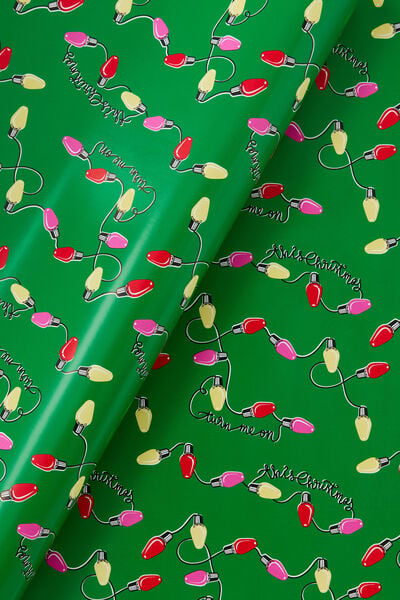 30M Christmas Wrapping Paper Roll, TURN ME ON LIGHTS