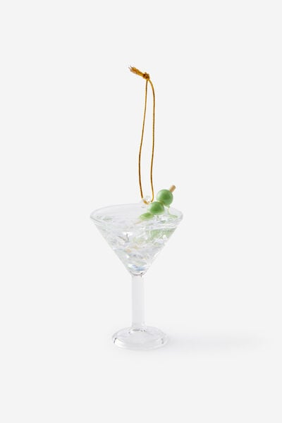 Shaped Glass Ornament, OLIVE MARTINI