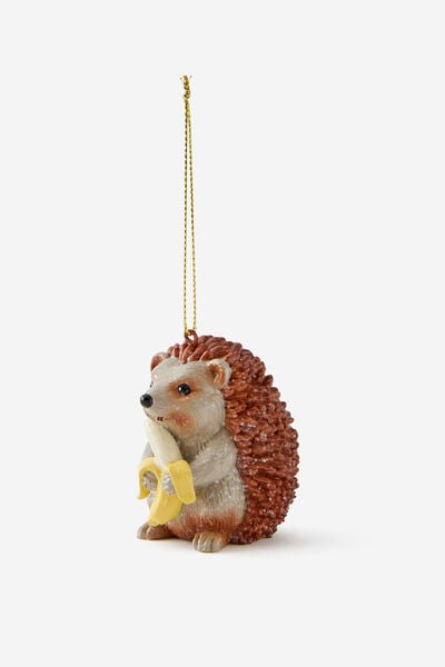 Resin Christmas Ornament, BANANA HEDGEHOG GLITTER