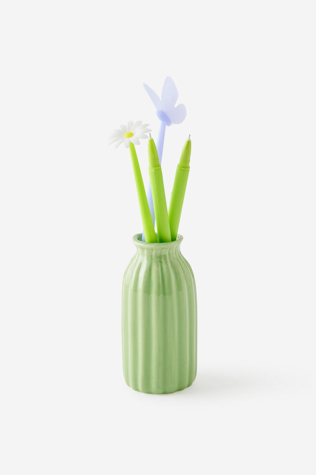 Flower Pot Pen Set, MINTY GREEN
