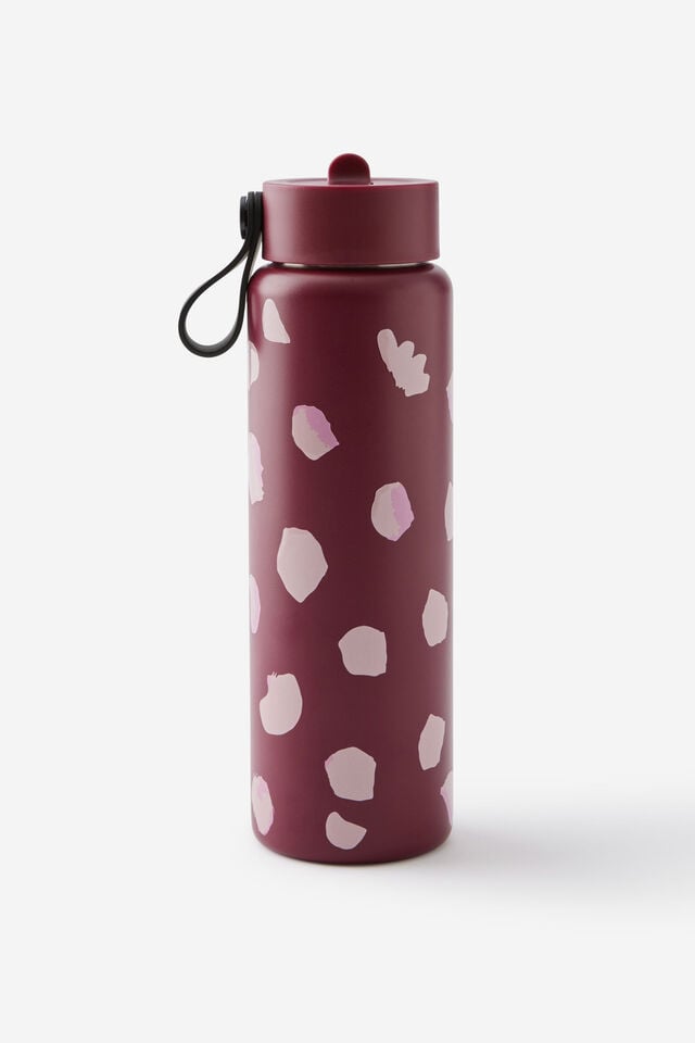 On The Move 500Ml Sipper Top, PAINT DOT POLKA/CABERNET