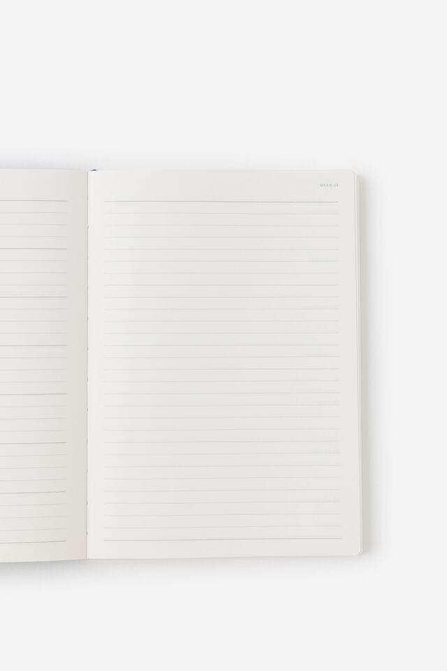 Personalised 26/27 A5 Weekly Soft Diary, PATCHWORK STRIPE NAVY