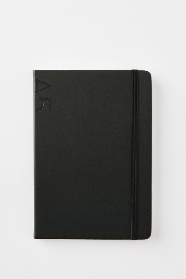A5 Hard Cover Grid Notebook, BLACK
