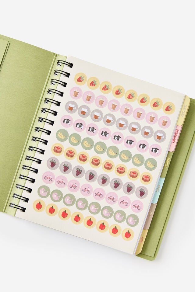 2026 Goals Weekly Planner, Bay Leaf Ditsy Frog