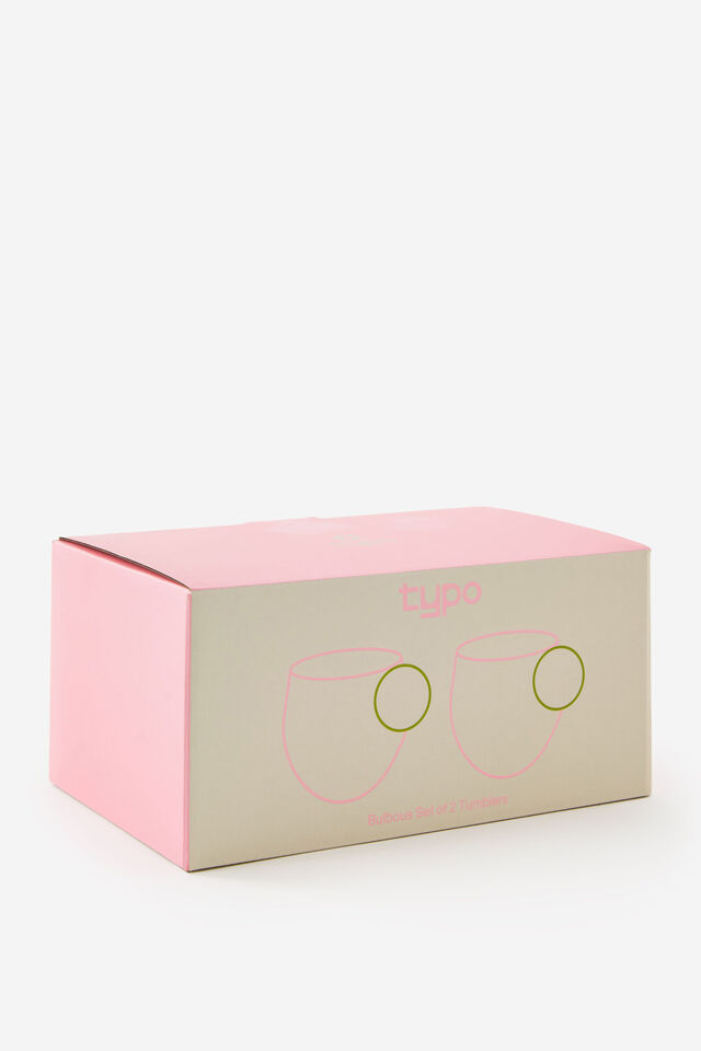 Bulbous Set Of 2 Tumblers, OLIVE MOSS / STRAWBERRY MILK
