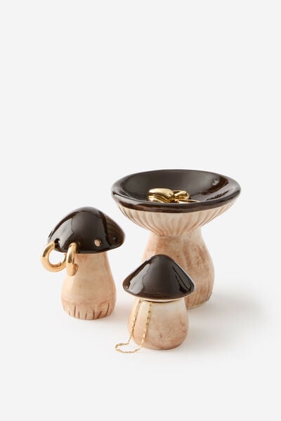 3 Piece Trinket Tray Set, MUSHROOMS
