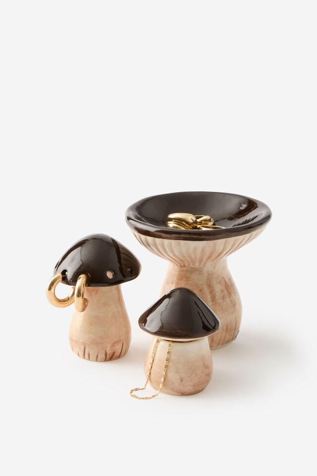3 Piece Trinket Tray Set, MUSHROOMS