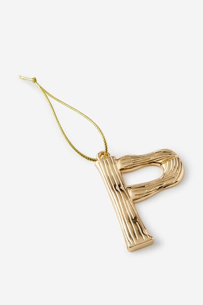 Metal Alphabet Christmas Ornament, TEXTURED P