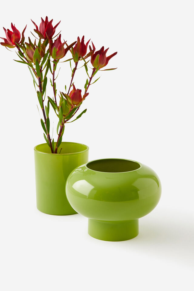 Retrograde Bulbous Vase, OLIVE