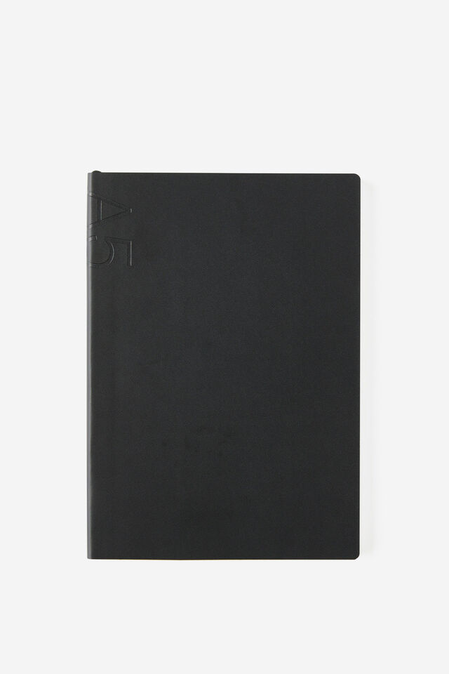 A5 Soft Cover Grid Notebook, BLACK