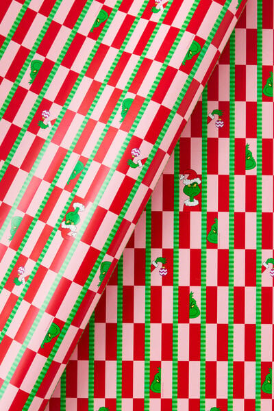 30M Christmas Wrapping Paper Roll, LCN DRS GRINCH GRID