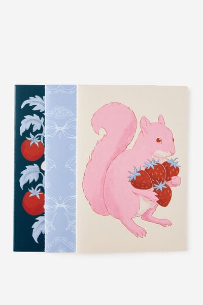 A5 3 Pack Lined Notebooks, RABBIT SQUIRREL BLUE