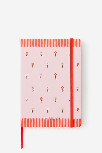 Personalised A5 Hard Lined Notetaker Notebook, STRAWBERRY MILK DITSY FLORAL