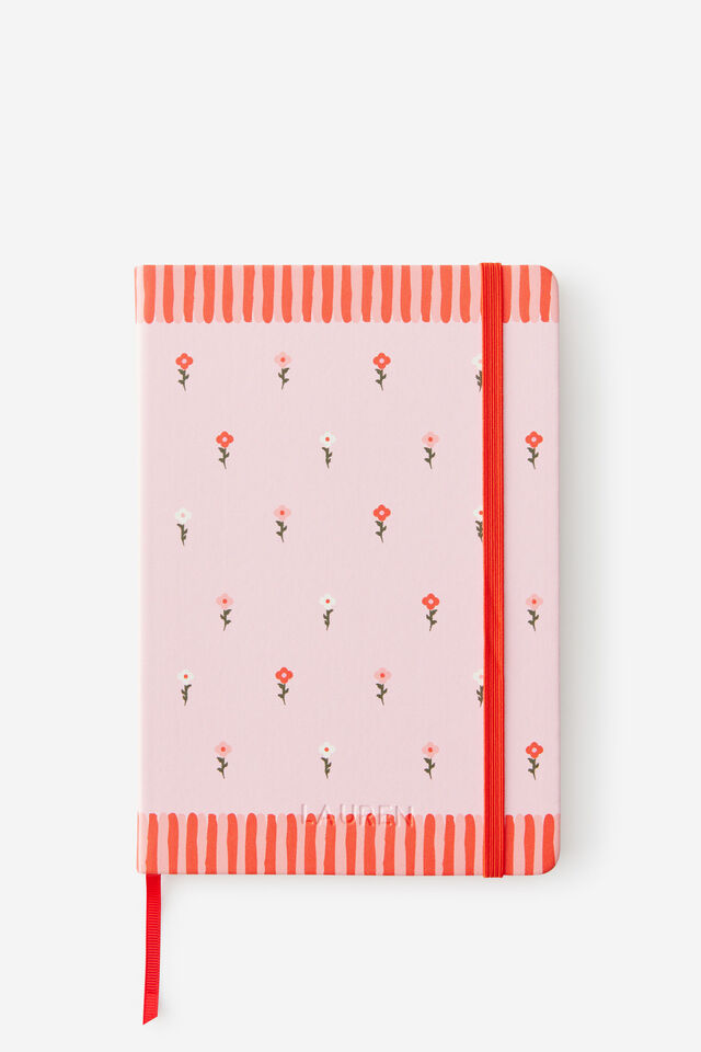 Personalised A5 Hard Lined Notetaker Notebook, STRAWBERRY MILK DITSY FLORAL