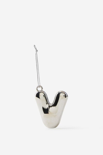 Alphabet Christmas Ornament, BUBBLE LETTER V