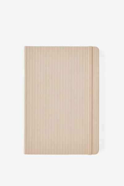A5 Hard Cover Lined Notebook, CHAI DEBOSS STRIPE