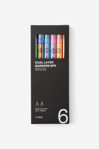 Dual Layer Markers 6Pk, MIXED