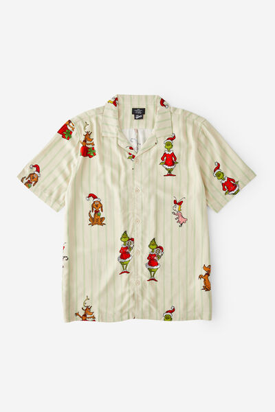 Christmas Party Shirt, LCN DRS THE GRINCH ECRU