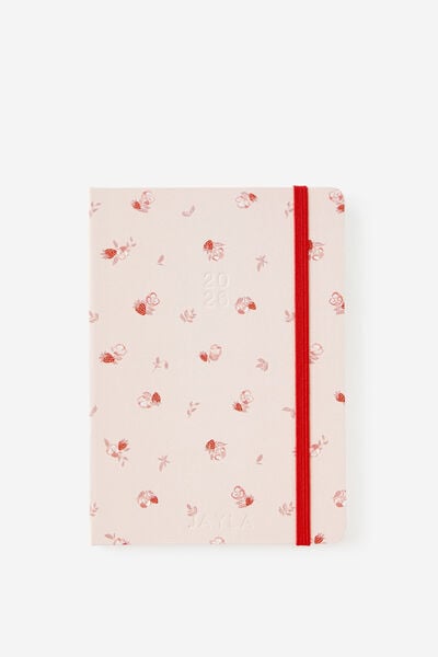 Personalised 2026 B6 Weekly Hard Metro Diary, Ditsy Pansy Pink Clay