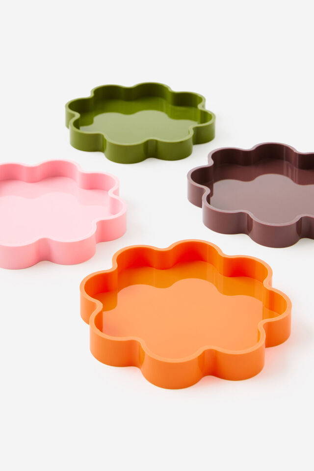 Scalloped Fashion Tray 4Pk, OLIVE & STRAWBERRY MILK
