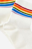 Mid Crew Socks, WHITE RAINBOW STRIPE - alternate image 3