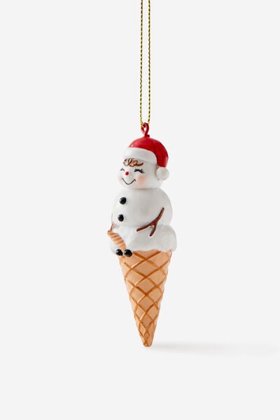 Resin Christmas Ornament, SNOWMAN ICECREAM!