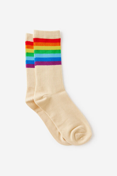 Socks, RAINBOW STRIP ECRU