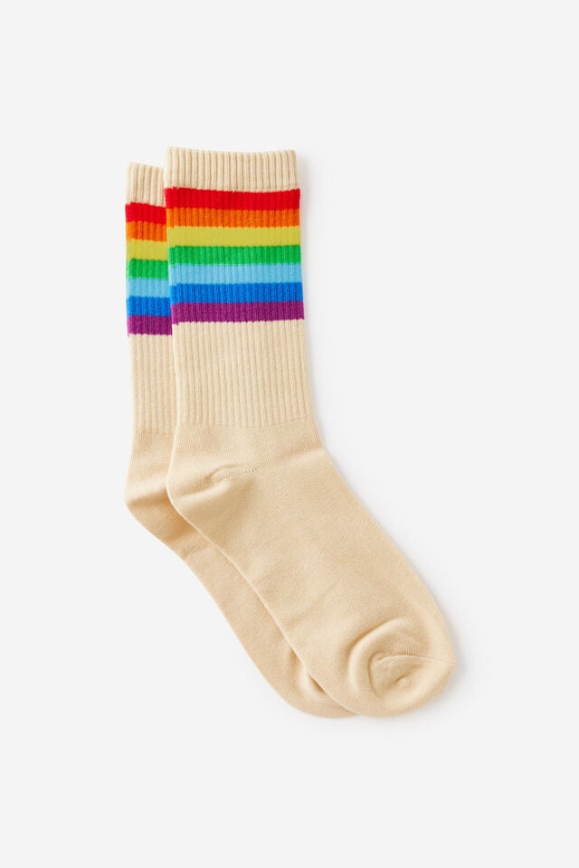 Socks, RAINBOW STRIP ECRU
