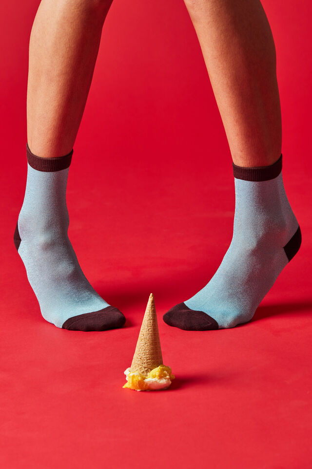 Mid Crew Socks, SPARKLE BLUE & ESPRESSO