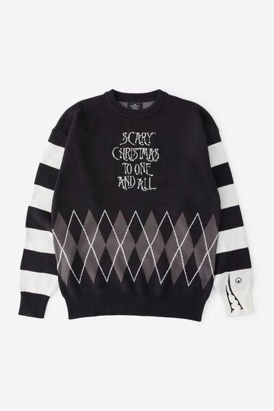 Christmas Jumper, LCN DIS NIGHTMARE BEFORE CHRISTMAS BLACK & WH