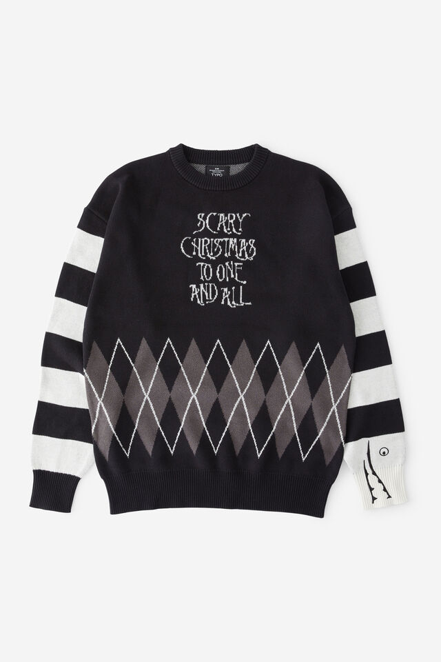 Nightmare Before Christmas Jumper, LCN DIS NIGHTMARE BEFORE CHRISTMAS BLACK & WH