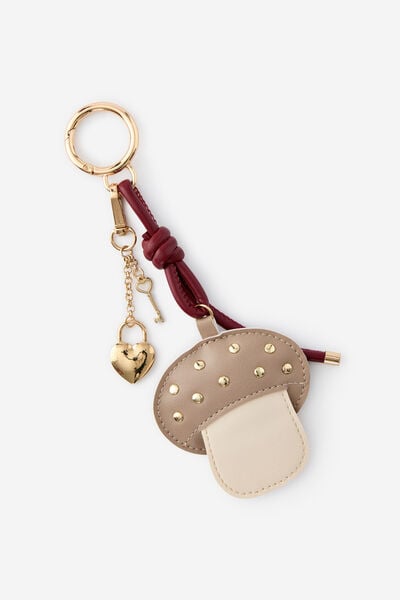 Bag Charm, MUSHROOM HEARTS/GOLD
